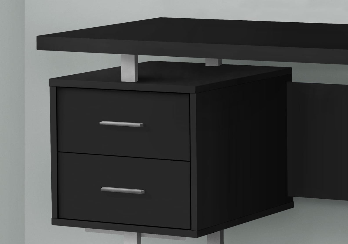Computer Desk, 60"L Black Storage Desk - Home Office Workspace