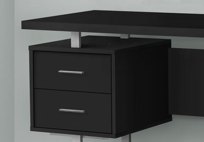 Computer Desk, 60"L Black Storage Desk - Home Office Workspace