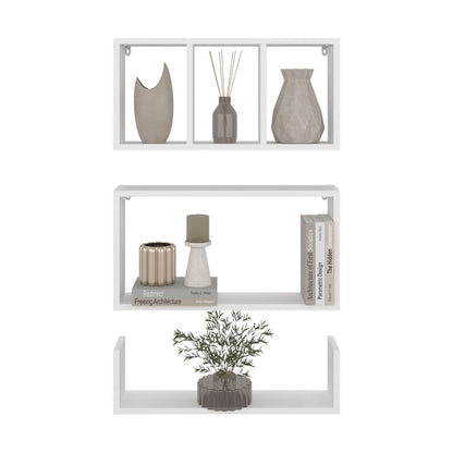 3 Tier White Floating Shelves - Modern Display Shelves