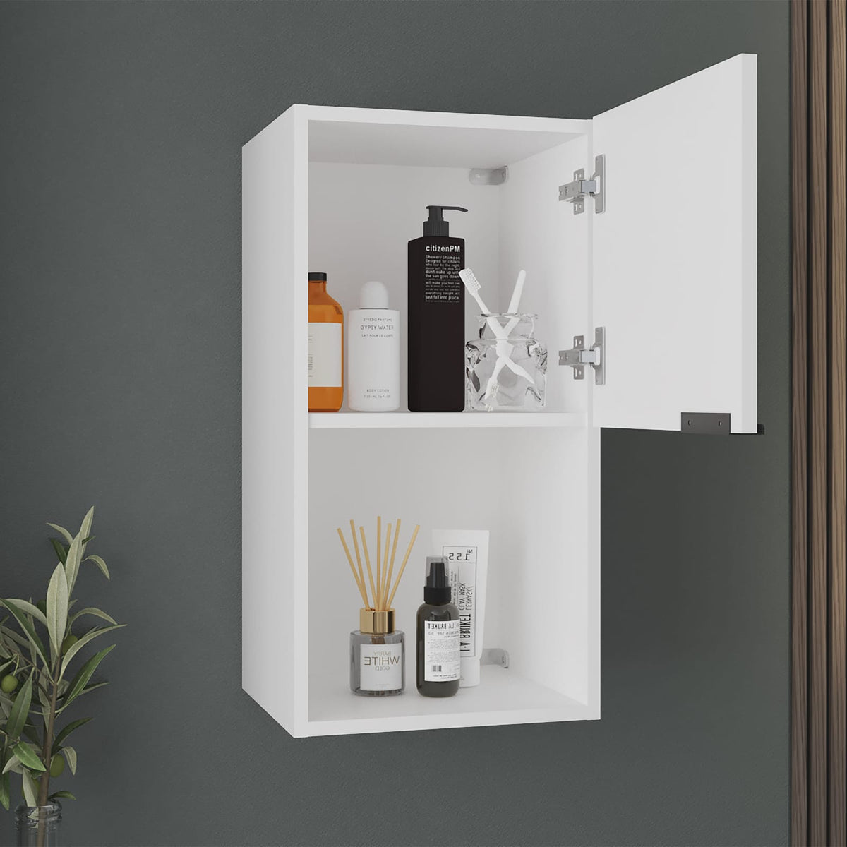 Wall Mounted White Medicine Cabinet With Mirror - Bathroom Storage