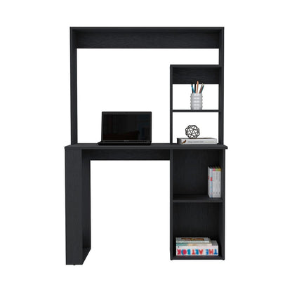 Black Computer Desk With Hutch & Shelves - Office Desk