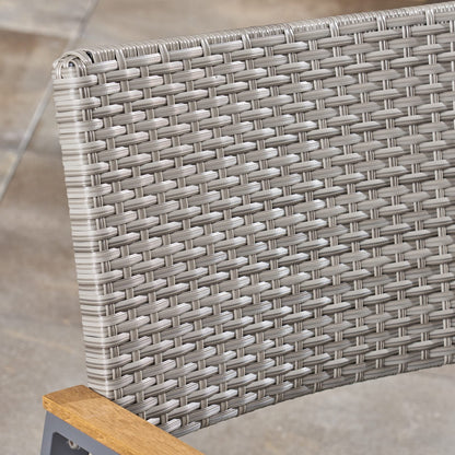 Grey Rattan Patio Dining Chair - 2 Seat Set