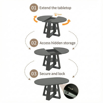 43.3in-59in Extendable Round Dining Table - Kitchen & Living Room