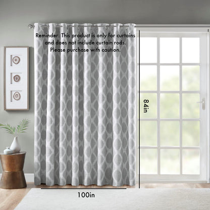 Grey Ikat Blackout Patio Curtain Panel - 100" x 84"