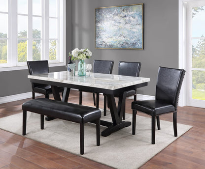Black Faux Leather Dining Chairs with Wood Frame for Contemporary Kitchen Seating