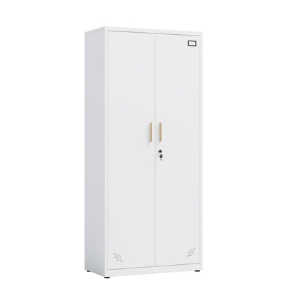 White Steel File Cabinet - 3-4 Shelf Storage for Office & Home