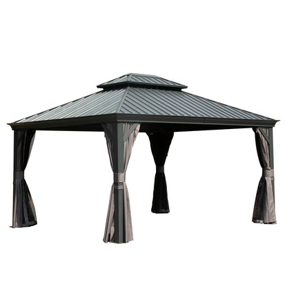 10x12 Hardtop Gazebo Outdoor Shade Structure in Grey Aluminum