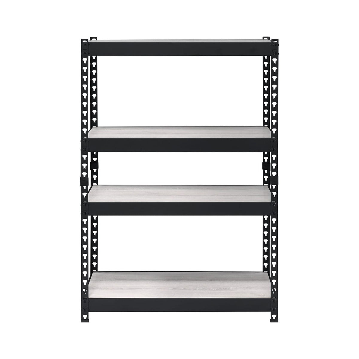 4 Tier Rectangular Bookcase - Natural & Black MDF Shelving Unit