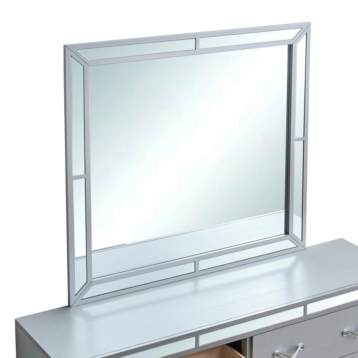 Silver Wood Vanity Mirror 43" x 1" for Bathrooms