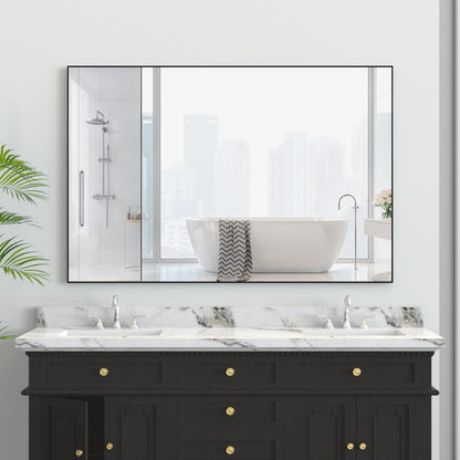 48"x32" Oversized Bathroom Mirror - Black Aluminum Frame