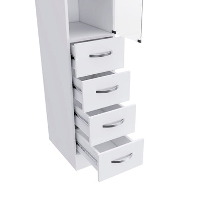 Preston Linen Cabinet - 3 Shelves, 4 Drawers - Bathroom Storage