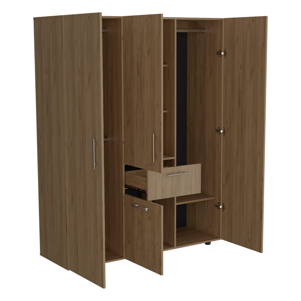 70" Light Oak Bedroom Dresser with Four Doors & Drawer
