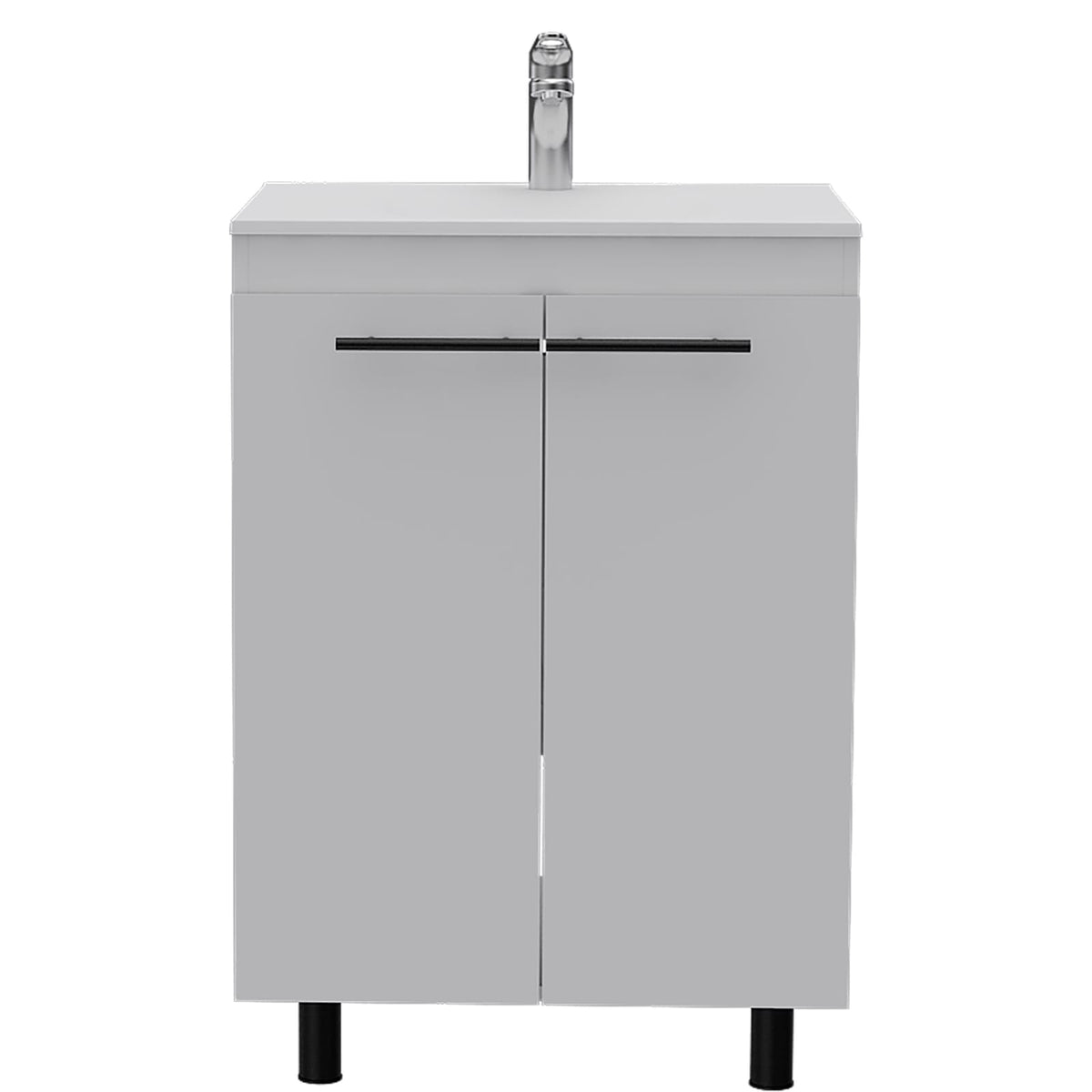 White Bathroom Vanity with Sink - 23.8" Wide