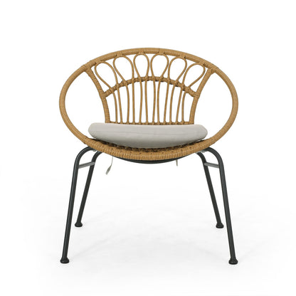 Light Brown PE Rattan Garden Patio Furniture Set for Poolside Dining