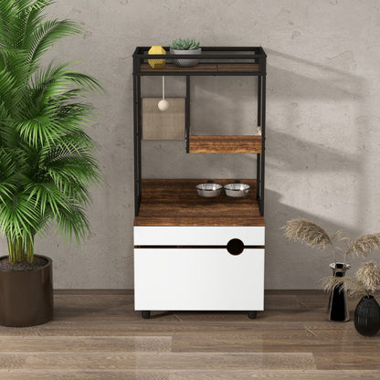 Cat Litter Box Enclosure - White Vintage Style