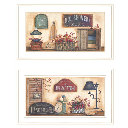White Frame Bath Vignette - Pam Britton Art