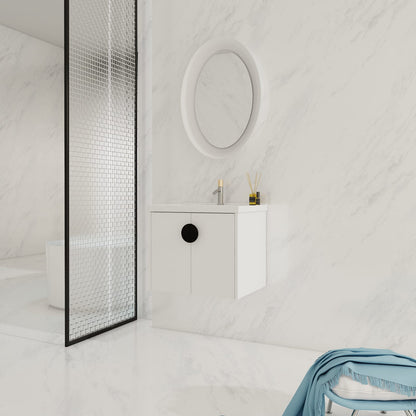 24 Inch Soft Close Bathroom Vanity with Sink - Gloss White Plywood