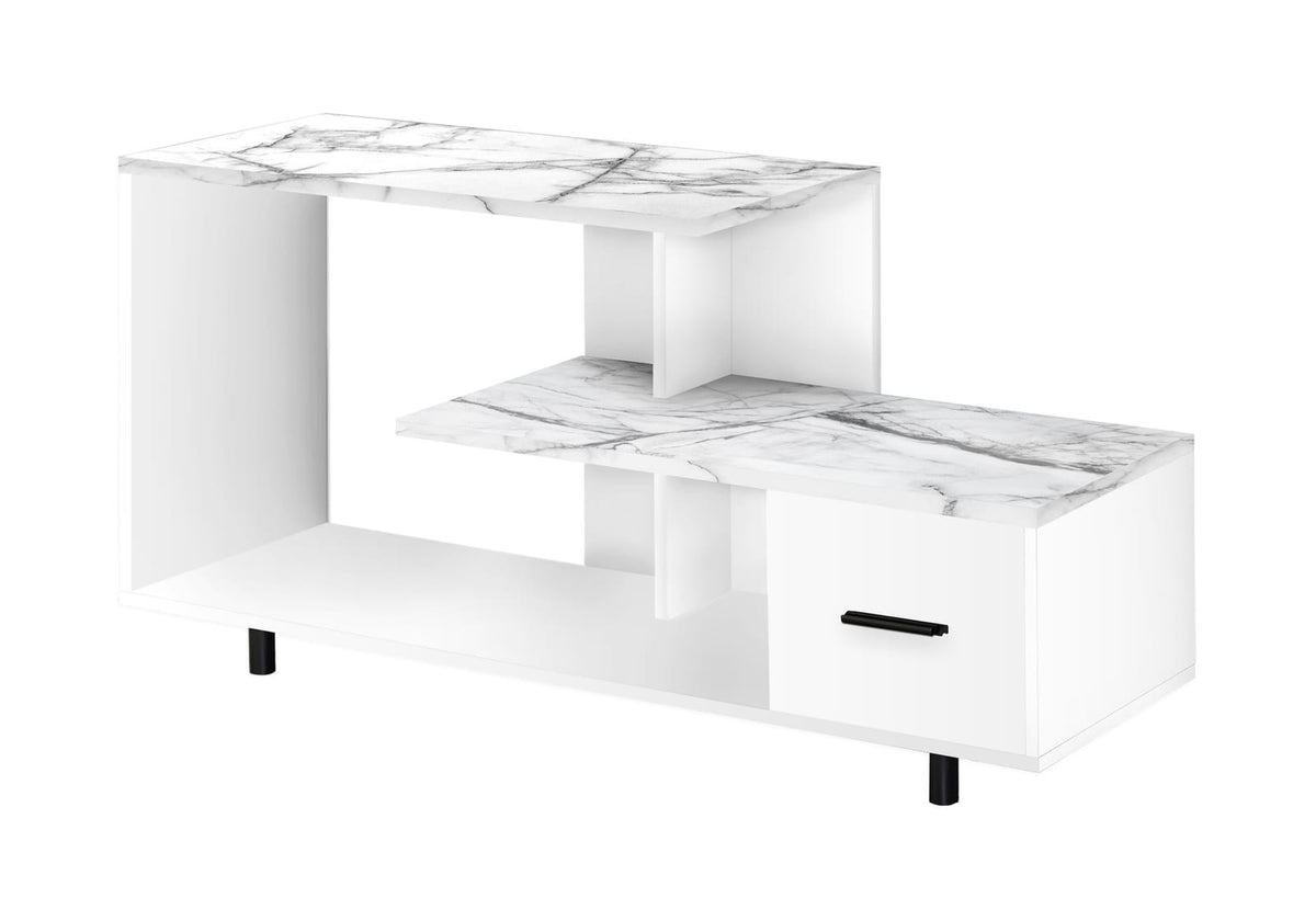 48 Inch White TV Stand with Storage Drawer for Living Room