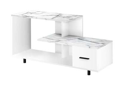 48 Inch White TV Stand with Storage Drawer for Living Room