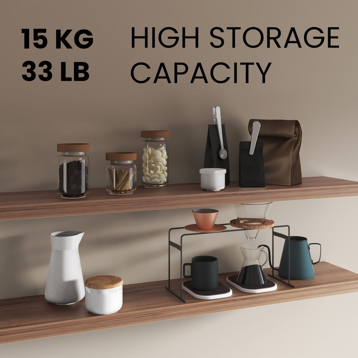 Walnut Engineered Wood Shelves - 9.8" W x 47.3" H
