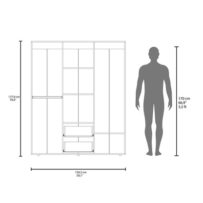 Beige Engineered Wood Dresser - 59" Wide Storage