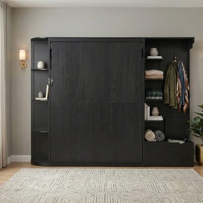 Queen Murphy Bed with Storage - Black MDF+LVL for Bedroom
