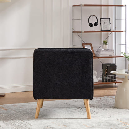 Modern Armless Accent Chair - Black Chenille, 24.4" Wide