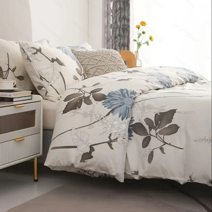 Milk White Polyester Duvet Cover for Queen Bed Sleep