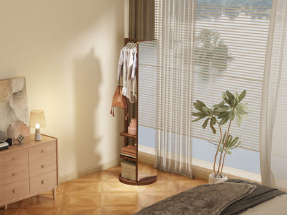 69" Walnut Full Length Mirror with Rotating Hook