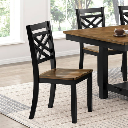 Modern Farmhouse Dining Set with Storage Shelf and 6 Chairs