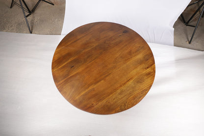 Brown Mango Wood Round Coffee Table - 47" Diameter for Living Room