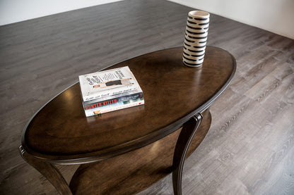 Walnut Oval Sofa Table - Traditional Style for Living Room