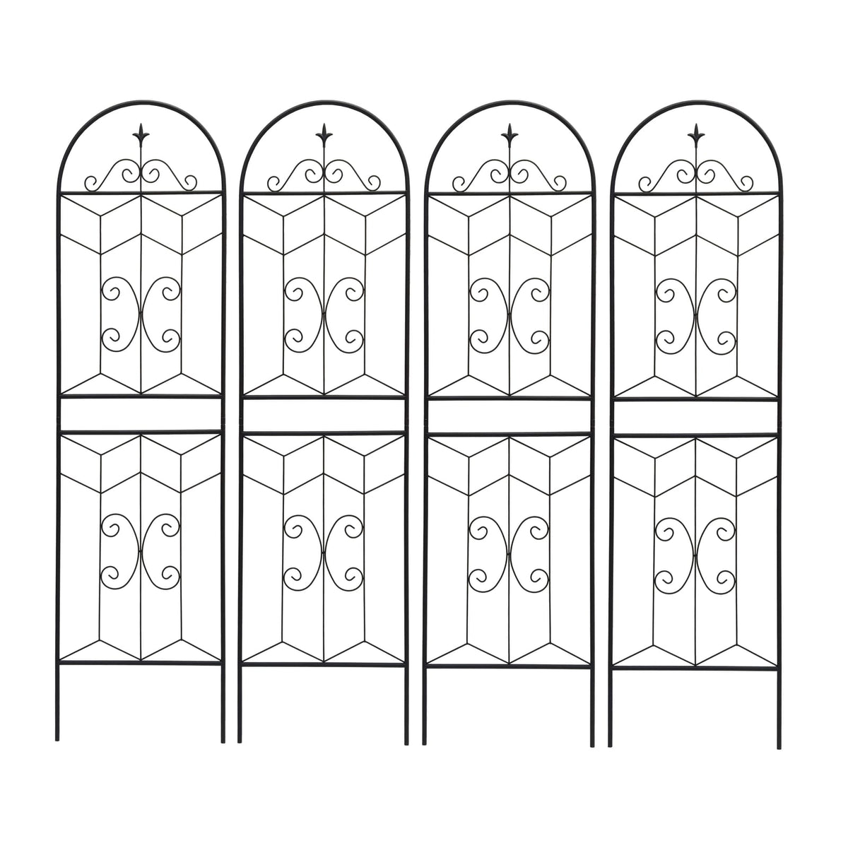 Black Metal Garden Trellis Panels - 4 Pack, 71 Inch
