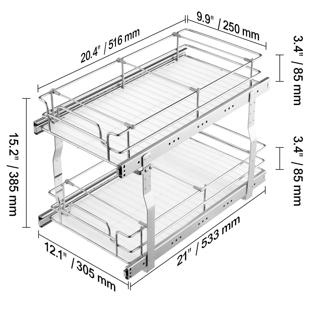 Durable Silver Iron Under Sink Cabinet Organizer Shelf for Storage