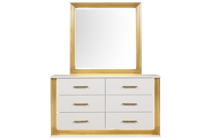 White Wood Vanity Mirror with LED Lights