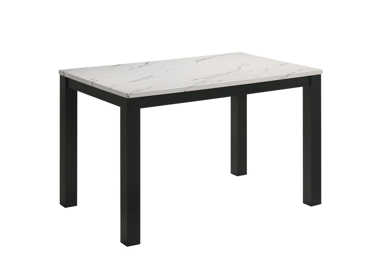 Rectangular Faux Marble Dining Table with Wood Finish for Dining Room