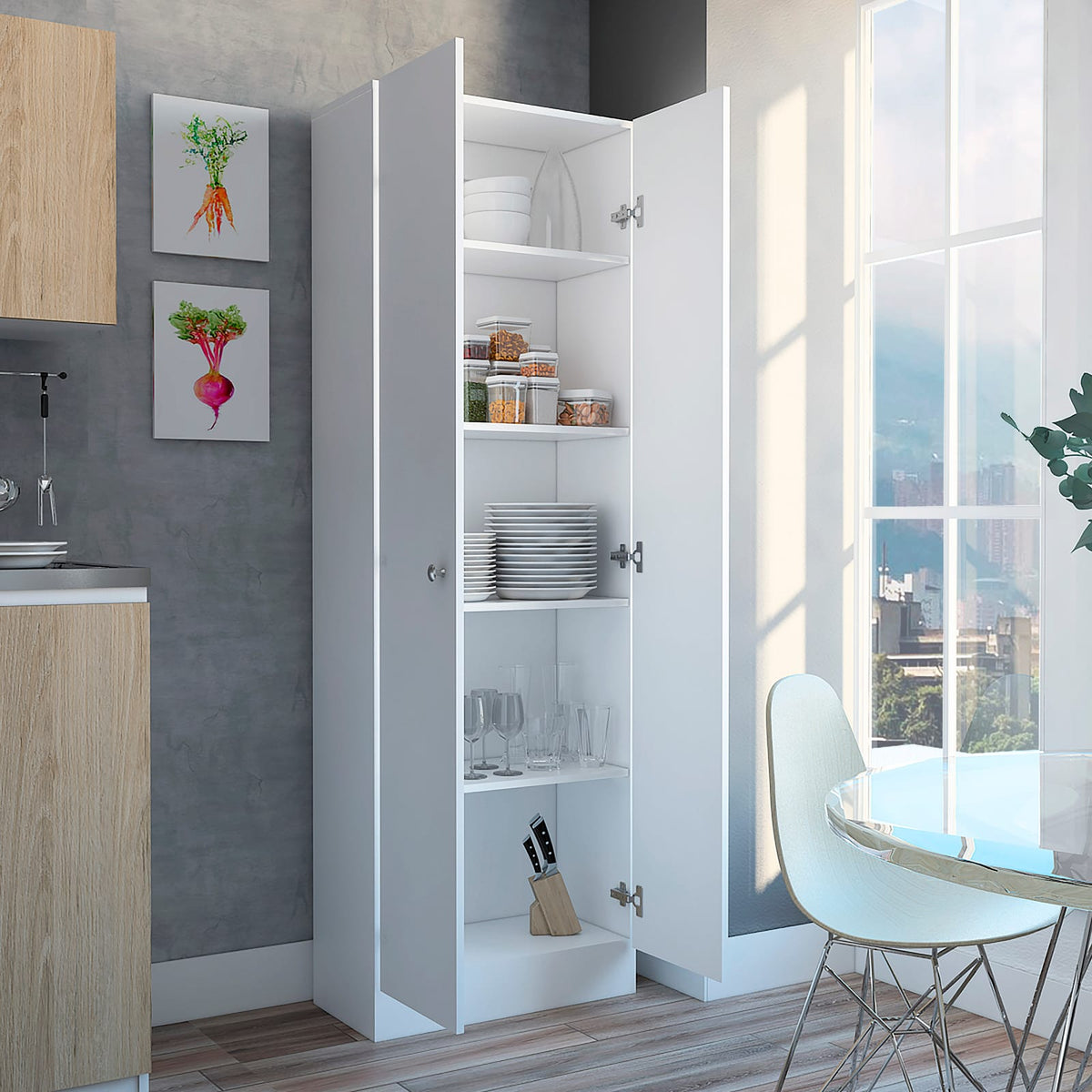 White Particle Board Storage Cabinet for Office or Pantry Use for Home Office