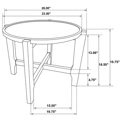 Mavis Dark Brown Round End Table - Solid Wood Storage