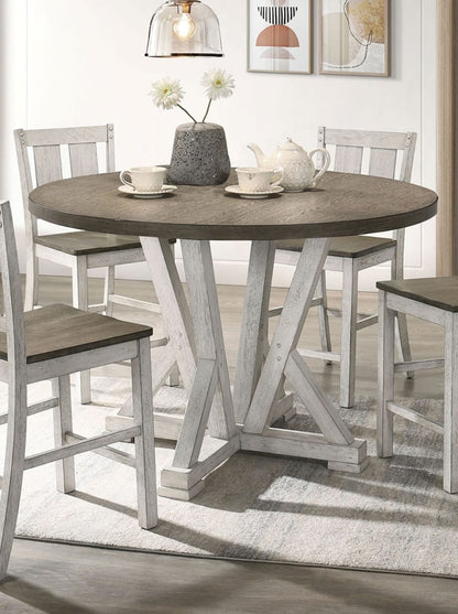 Round Dining Table with 2 Chairs - Antique White