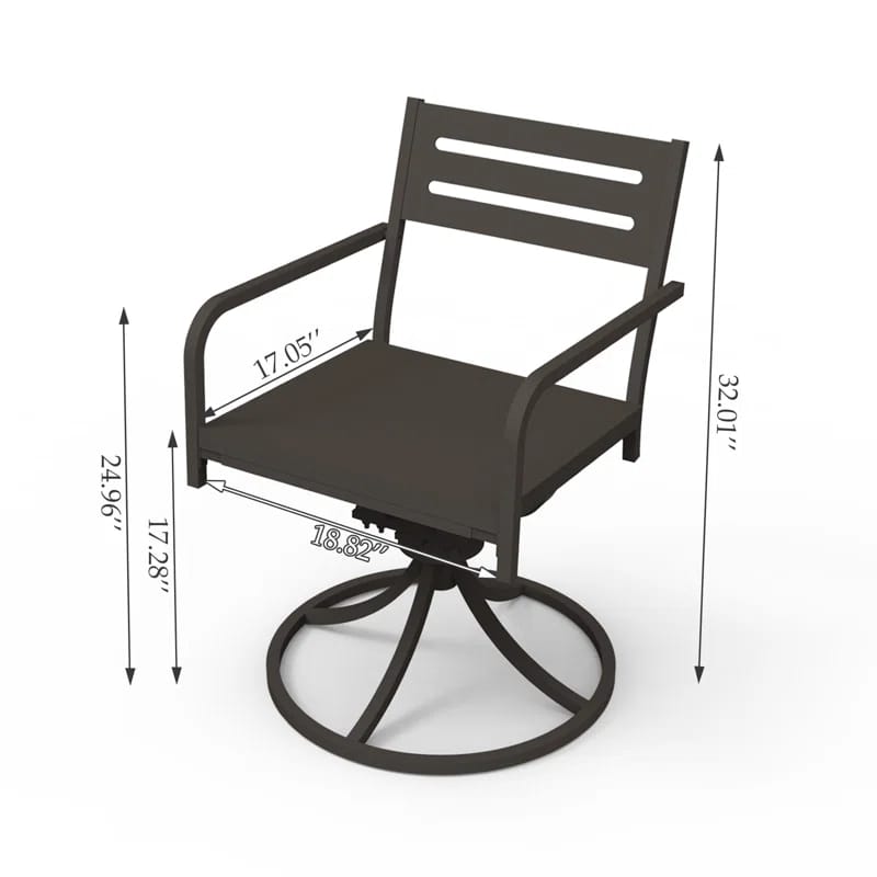 Set of 2 Black Metal Swivel Patio Chairs Outdoor Dining Furniture