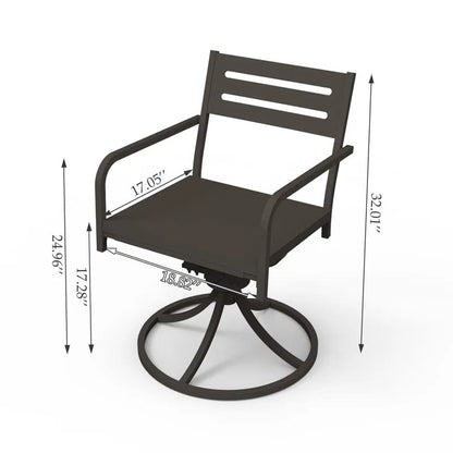 Set of 2 Black Metal Swivel Patio Chairs Outdoor Dining Furniture