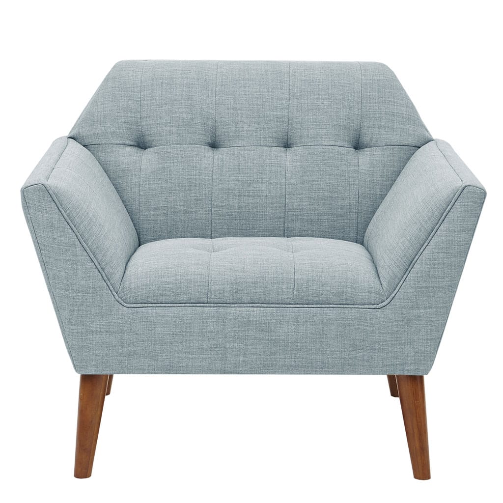 Light Blue Polyester Mid Century Lounge Chair with Armrest for Living Room