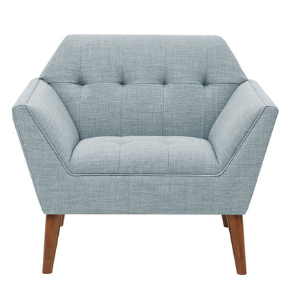 Light Blue Polyester Mid Century Lounge Chair with Armrest for Living Room