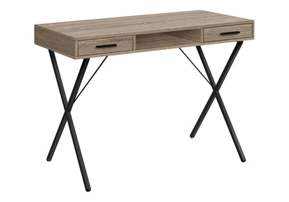 Taupe Particle Board Computer Desk with Storage Drawers for Home Office