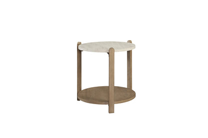 Taupe Natural Stone Accent Table - Round 25" for Living Room