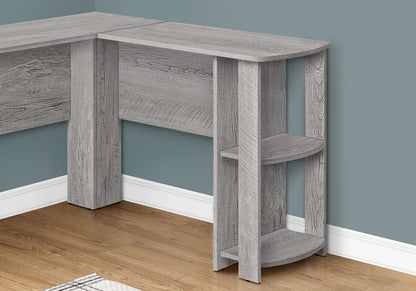 L-Shaped Grey Computer Desk with Storage Shelves - 48" for Home Office