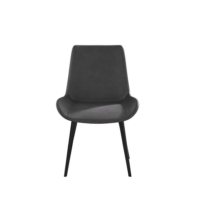 Black Gray Dining Chair Ergonomic PU Seat 2pcs