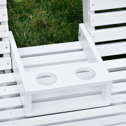 White Wood Steel Patio Swing Bench for Garden Outdoor Relaxation