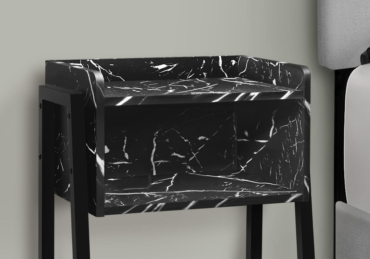 Black Metal Accent Table with Storage - 2 Tier Side Table for Living Room