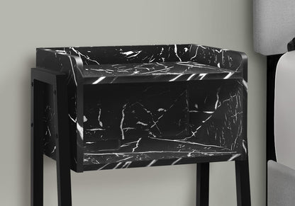 Black Metal Accent Table with Storage - 2 Tier Side Table for Living Room